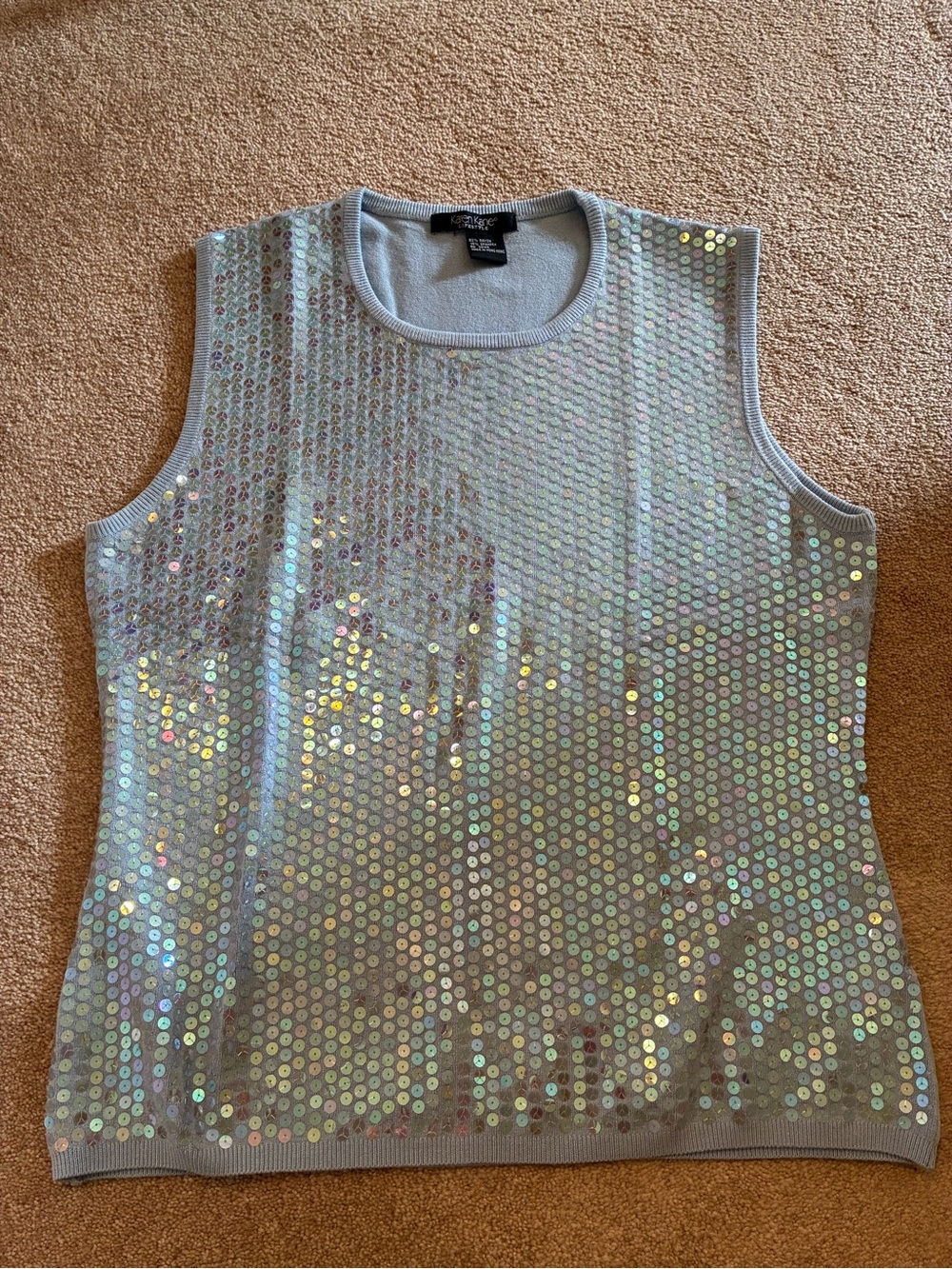 Karen Kane Iridescent Sequin Light Gray Tank